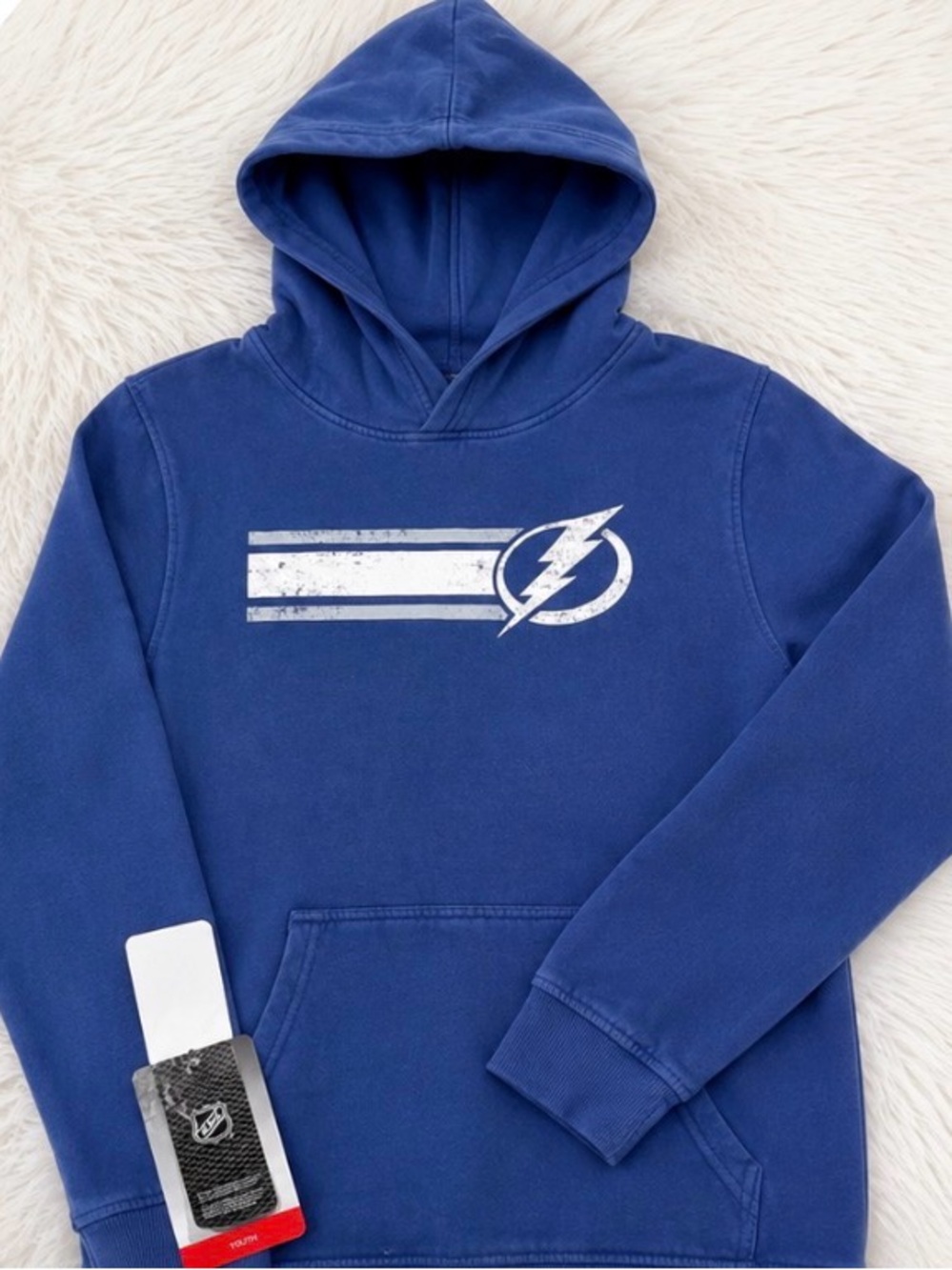 NHL Youth Blue Pullover Hoodie with White Lightning Logo